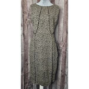 METAPHOR Black Leopard Animal Lined Midi DRESS Sleeveless Emo Goth Women's Med